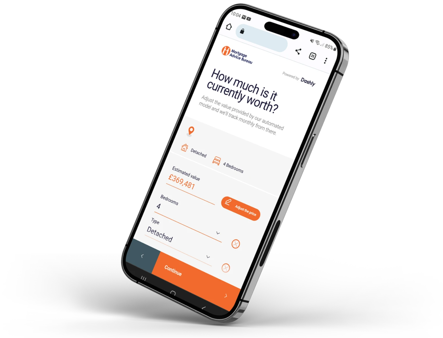 Mortgage monitoring showing how much your current property is worth.
